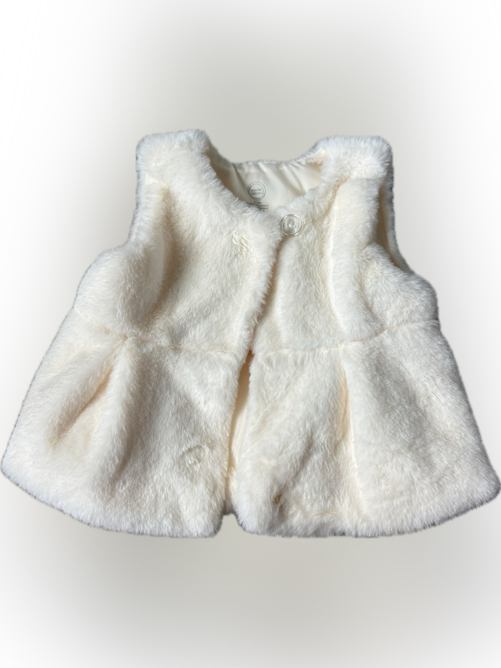 wonder nation Cream Faux Fur Baby Vest with Clear Button